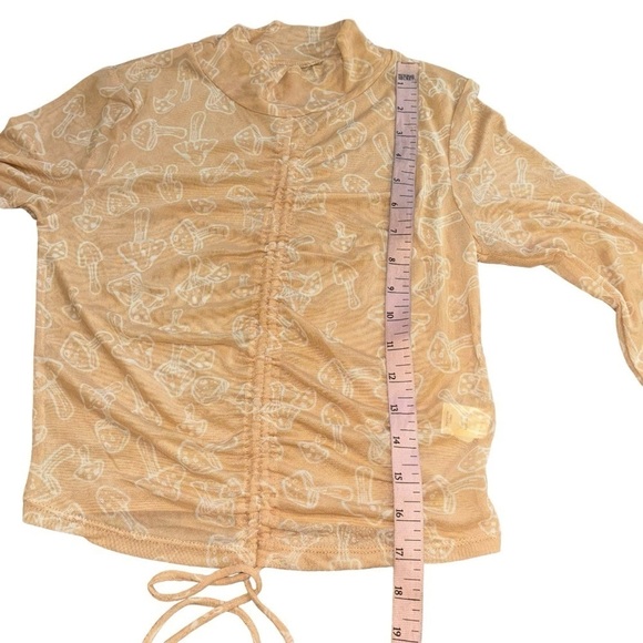 Self Esteem Peach Orange Mushroom Sheer Adjustable Long Sleeve Top Women’s S - Picture 11 of 11